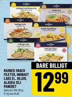 Løvbjerg RAHBEK SNACK FILETER, INDBAGT LAKS EL. REJER, ALASKA SEJ PANERET tilbud