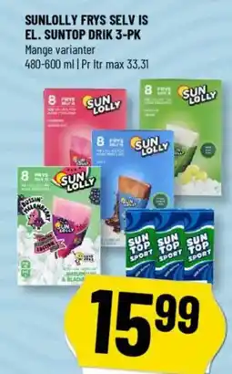 Løvbjerg SUNLOLLY FRYS SEL EL. SUNTOP DRIK 3-PK Mange varianter V IS tilbud