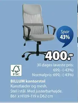 JYSK BILLUM kontorstol, DKK 400 tilbud