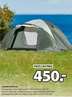 JYSK LAMMEFJORD telt, DKK 450 tilbud
