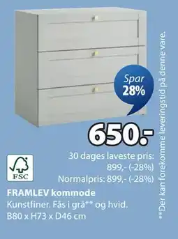 JYSK FRAMLEV kommode, DKK 650 tilbud