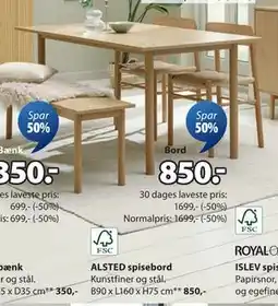 JYSK ALSTED spisebord, DKK 850 tilbud