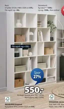 JYSK MOSBJERG bogreol, DKK 550 tilbud