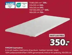 JYSK VINGAN topmadras, DKK 350 tilbud