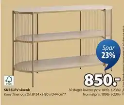 JYSK SNESLEV skænk, DKK 850 tilbud