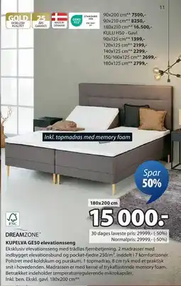 JYSK KUPELVA GE50 elevationsseng, DKK 15000 tilbud