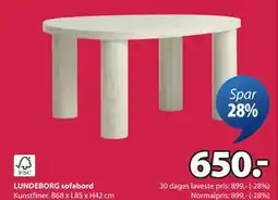 JYSK LUNDEBORG sofabord, DKK 650 tilbud
