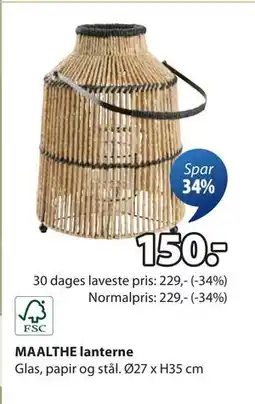 JYSK MAALTHE lanterne, DKK 150 tilbud