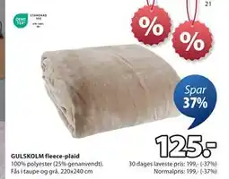 JYSK GULSKOLM fleece-plaid, DKK 125 tilbud