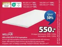 JYSK WELLPUR FRYA GT30 topmadras, DKK 550 tilbud