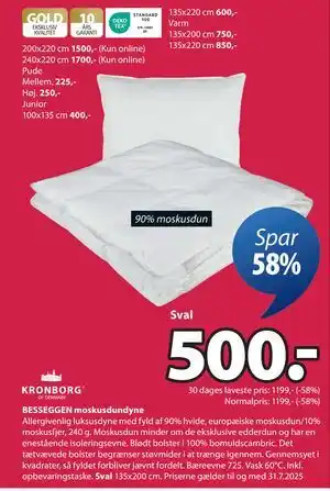 JYSK BESSEGGEN moskusdundyne tilbud