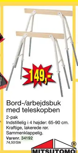 Harald Nyborg Bord-/arbejdsbuk med teleskopben, DKK 149 tilbud
