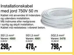 Harald Nyborg Installationskabel med jord 750V 50 m tilbud