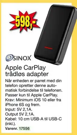 Harald Nyborg Apple CarPlay trådløs adapter, DKK 598 tilbud