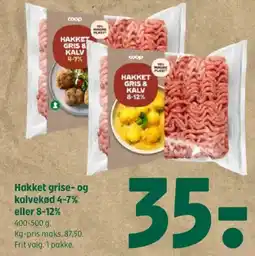 Coop 365 Hakket grise- og kalvekød 4-7% eller 8-12% tilbud
