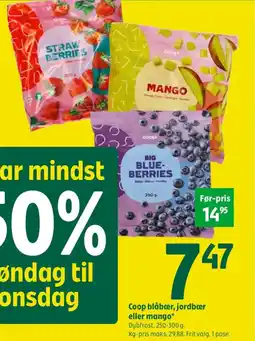Coop 365 Coop blåbær, jordbær eller mango* tilbud