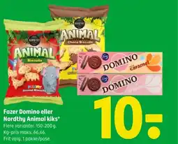 Coop 365 Fazer Domino eller Nordthy Animal kiks tilbud