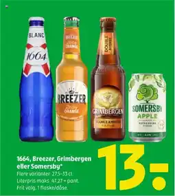 Coop 365 1664, Breezer, Grimbergen eller Somersby* tilbud