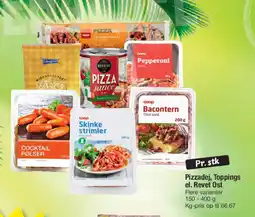 Fakta Tyskland Pizzadej, Toppings el. Revet Ost tilbud