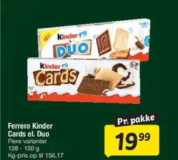 Fakta Tyskland Ferrero Kinder Cards el. Duo Flere varianter tilbud