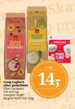 Dagli'Brugsen Coop yoghurt eller piskefløde tilbud