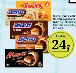 Dagli'Brugsen Mars, Twix eller Snickers isbarer tilbud