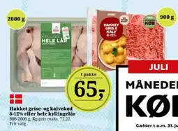 Dagli'Brugsen Hakket grise- og kalvekød 8-12% eller hele kyllingelår tilbud