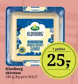 Dagli'Brugsen Klovborg skiveost tilbud