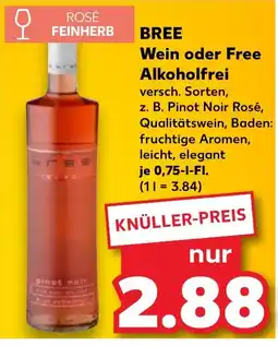 Kaufland BREE Wein oder Free Alkoholfrei tilbud
