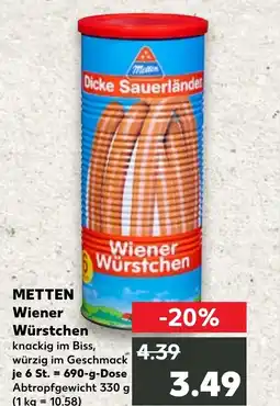 Kaufland DE METTEN Wiener Würstchen tilbud