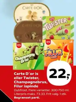 Kvickly Carte d'or is eller twister, champagnebrus, filur ispinde tilbud