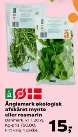 Kvickly Änglamark økologisk afskåret mynte eller rosmarin tilbud