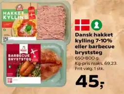 Kvickly Dansk hakket kylling 7-10% eller barbecue bryststeg tilbud
