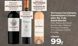 Kvickly Terrunyo carmenere, fuentespina crianza eller no. 2 de saint-martin tilbud