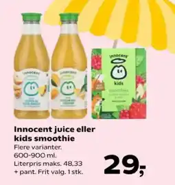 Kvickly INNOCENT Juice eller kids smoothie tilbud
