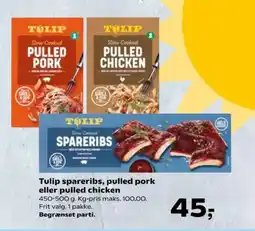Kvickly TULIP Spareribs, pulled pork eller pulled chicken tilbud