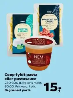 Kvickly Coop fyldt pasta eller pastasauce tilbud