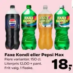 Kvickly Faxe kondi eller pepsi max tilbud
