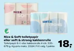 Kvickly Nice & soft toiletpapir eller soft & strong køkkenrulle tilbud