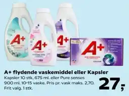 Kvickly A+ Flydende vaskemiddel eller kapsler tilbud