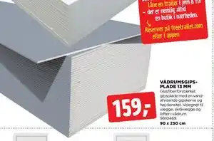 jem & fix VÅDRUMSGIPSPLADE 13 MM, DKK 159 tilbud