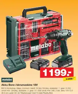 Bauhaus Metabo akku bore-/skrumaskine 18v tilbud