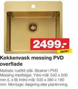 Bauhaus Køkkenvask messing PVD overflade tilbud