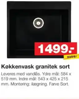 Bauhaus Køkkenvask granitek sort tilbud