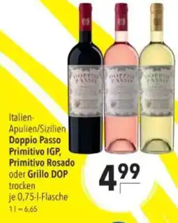 Citti Doppio passo primitivo igp, primitivo rosado oder grillo dop trocken tilbud