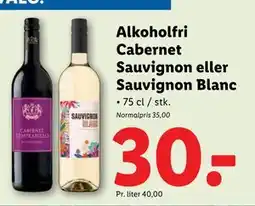 Lidl Alkoholfri Cabernet Sauvignon eller Sauvignon Blanc, DKK 30 tilbud