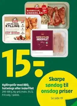 Coop 365 Kyllingelår med BBQ, hotwings eller inderfilet tilbud