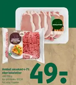 Coop 365 Hakket oksekød 4-7% eller koteletter tilbud
