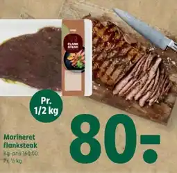 Coop 365 Marineret flanksteak Kg-pris 160,00. Pr. ½½ kg tilbud