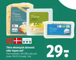 Coop 365 Thise økologisk skiveost eller tapas ost* tilbud